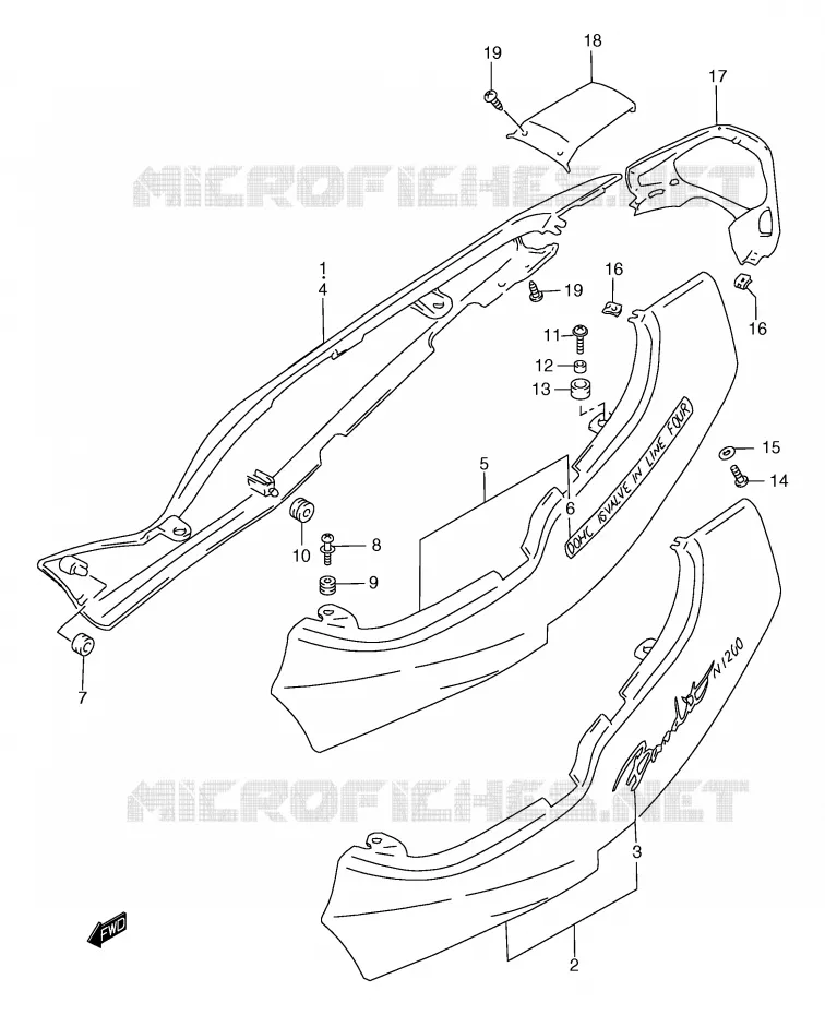 CARENAGES ARRIERE  (GSF1200Y/SY) Suzuki MOTO 1200 BANDIT 1996  GSF1200T(E2)
