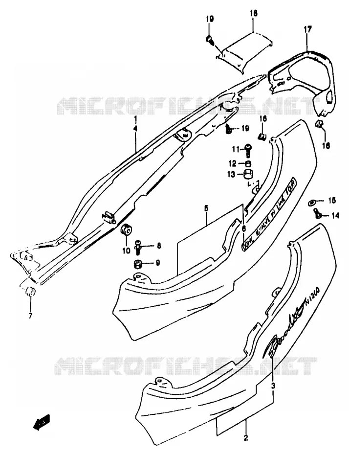 CARENAGES ARRIERE  (GSF1200Y/SY) Suzuki MOTO 1200 BANDIT 1998  GSF1200W/GSF1200SW/GSF1200SAW