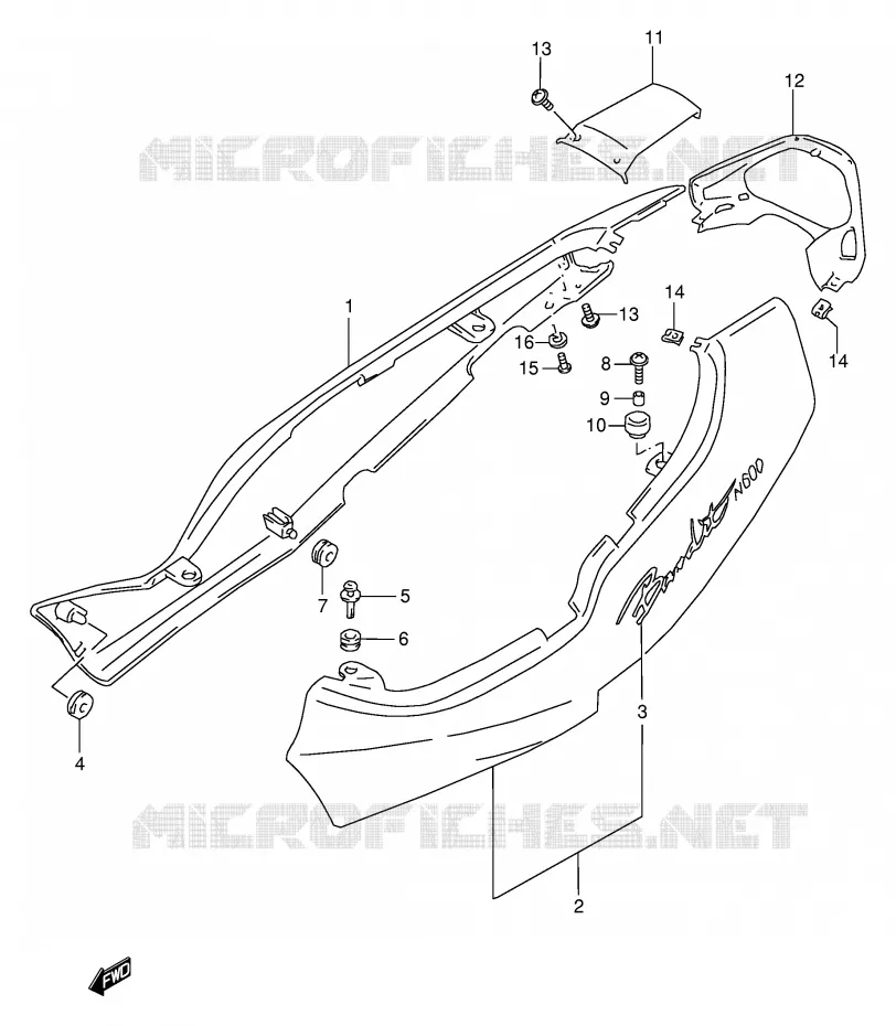 CARENAGES ARRIERE  (GSF600S/US/T/UT/V/UV) Suzuki MOTO 600 BANDIT 1998  GSF600W(E2)