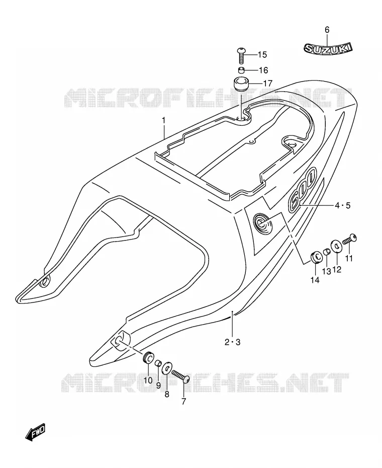CARENAGES ARRIERE  (GSX-R600K3) Suzuki MOTO 600 GSX-R 2002  GSX-R600U2K2(E2)
