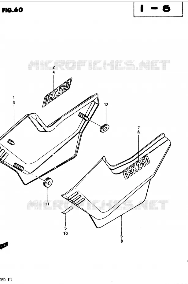 CARENAGES ARRIERE  (GSX250Z E24) Suzuki MOTO 250 GSX 1982  GSX250SZ(Z/D)