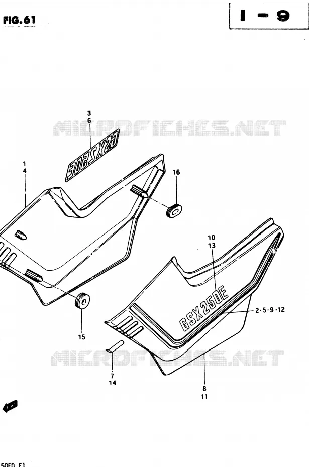 CARENAGES ARRIERE  (MODELE D) Suzuki MOTO 250 GSX 1983  GSX250ESD(Z/D)