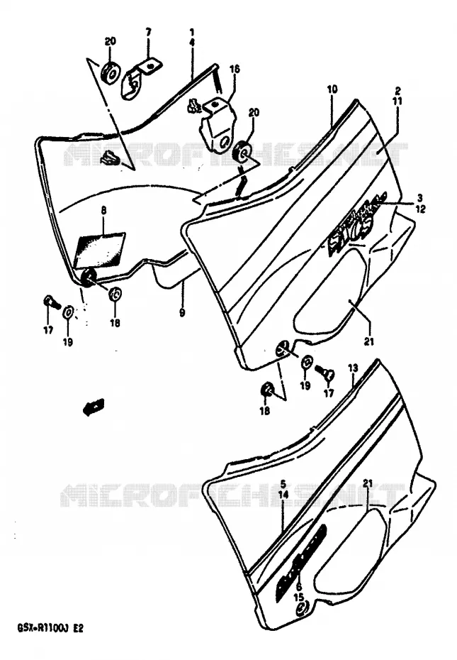 CARENAGES ARRIERE  (MODELE G/H) Suzuki MOTO 1100 GSX-R 1988  GSX-R1100J(G/H/J)