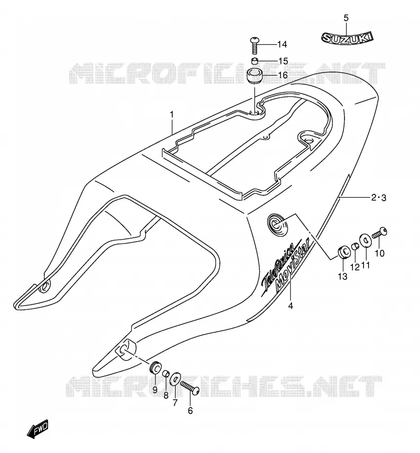 CARENAGES ARRIERE  (MODELE K2 FOR YC2) Suzuki MOTO 600 GSX-R 2002  GSX-R600K2(E2)