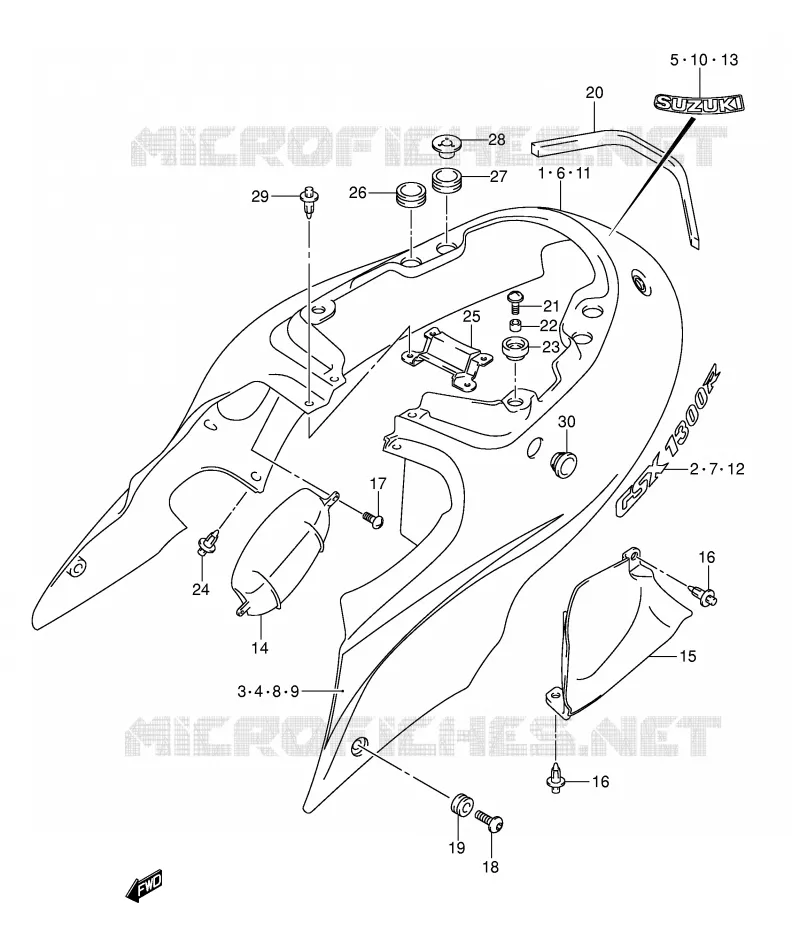 CARENAGES ARRIERE  (MODELE K3) Suzuki MOTO 1300 HAYABUSA 2003  GSX1300RK3(E2)