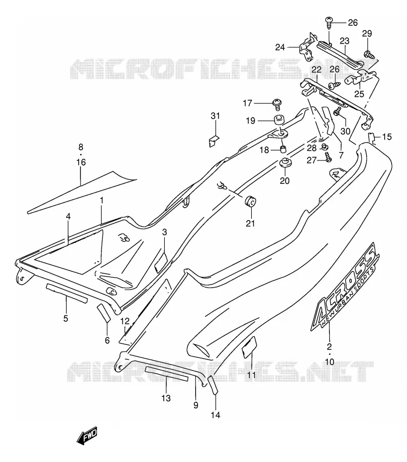 CARENAGES ARRIERE  (MODELE P/R/T) Suzuki MOTO 250 GSX 1994  GSX250FR(E24)