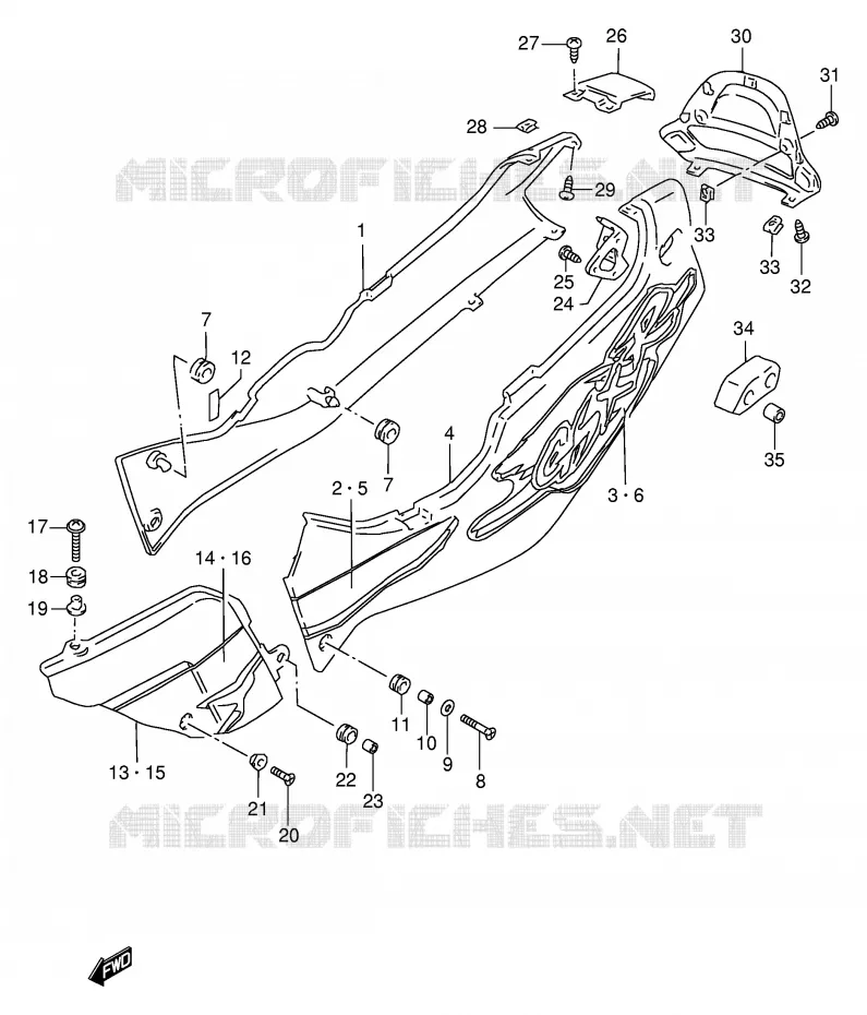 CARENAGES ARRIERE  (MODELE S) Suzuki MOTO 1100 GSX-R 1996  GSX-R1100WSKT(E2)