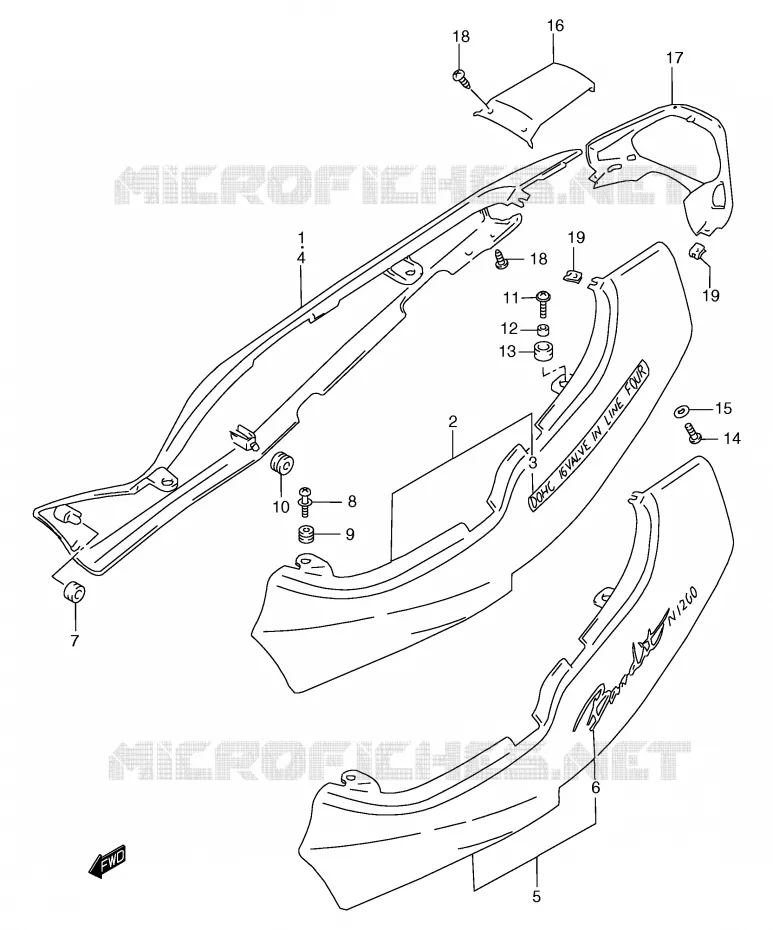 CARENAGES ARRIERE  (MODELE T) Suzuki MOTO 1200 BANDIT 2000  GSF1200SY(E2)
