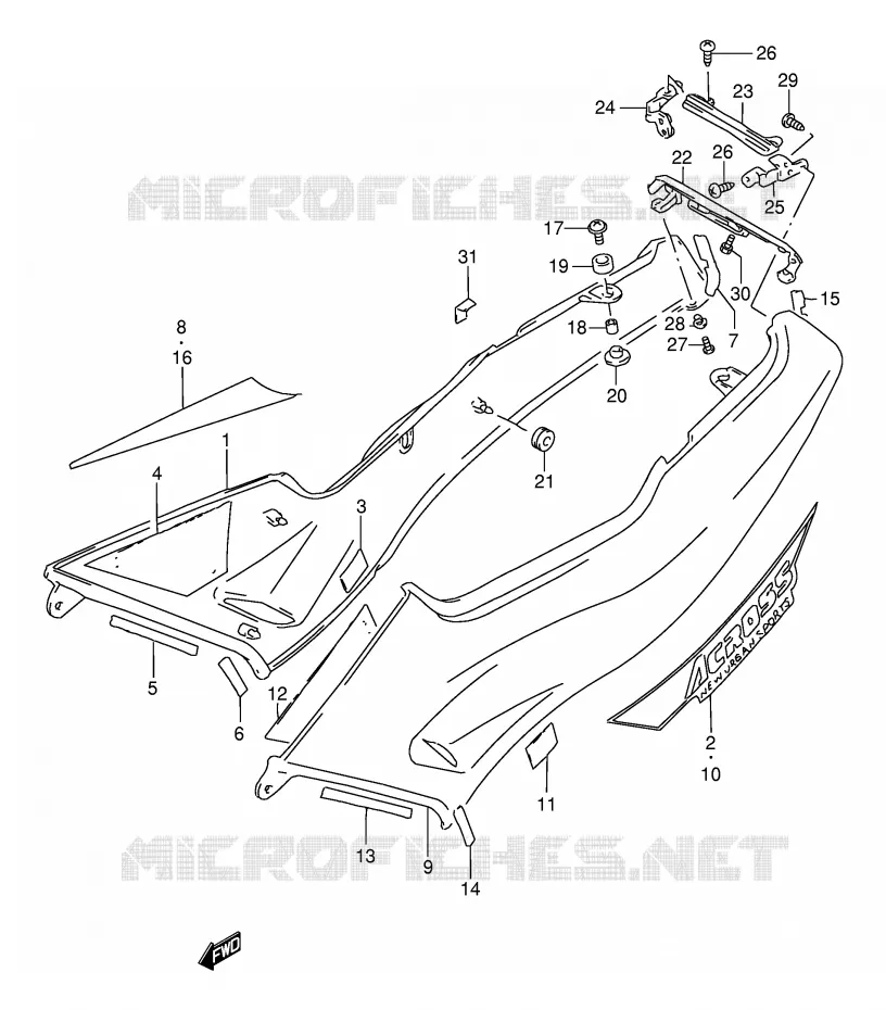 CARENAGES ARRIERE  (MODELE V) Suzuki MOTO 250 GSX 1994  GSX250FR(E24)