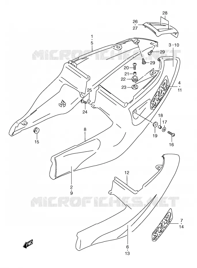 CARENAGES ARRIERE  (MODELE W) Suzuki MOTO 600 GSX-R 1997  GSX-R600V(E2)