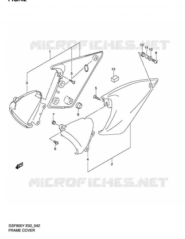 CARENAGES ARRIERE  (MODELE Y/K1) Suzuki MOTO 600 BANDIT 2001  GSF600SUK1(E2)