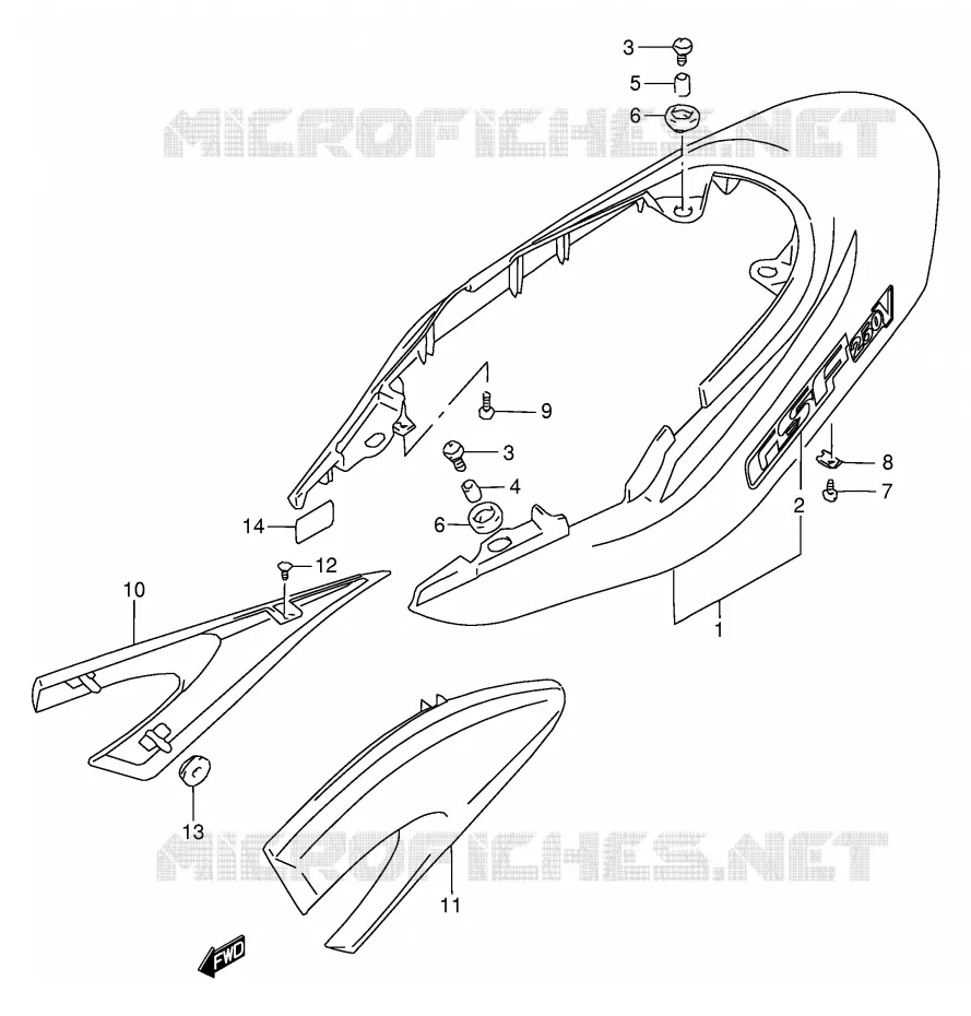 CARENAGES ARRIERE Suzuki MOTO 250 BANDIT 2000  GSF250VY(E24)