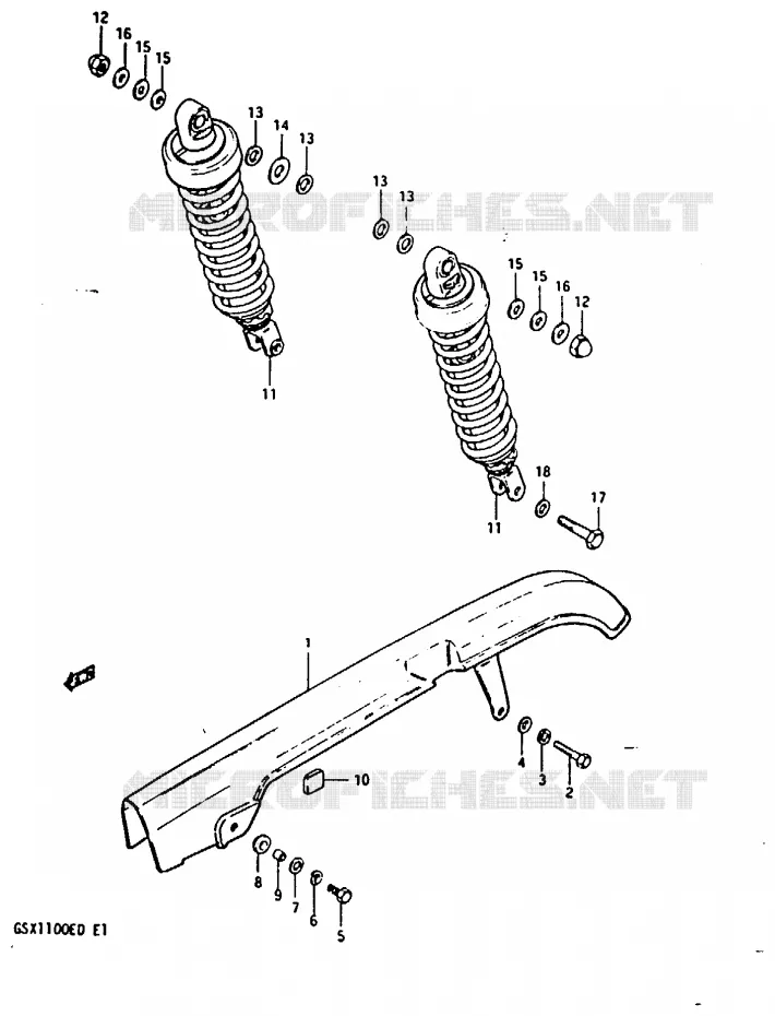 CARTER DE CHAINE - AMORTISSEUR ARRIERE (GSX1100ED/EXD,ESD) Suzuki MOTO 1100 GSX 1982  GSX1100Z(Z/D)