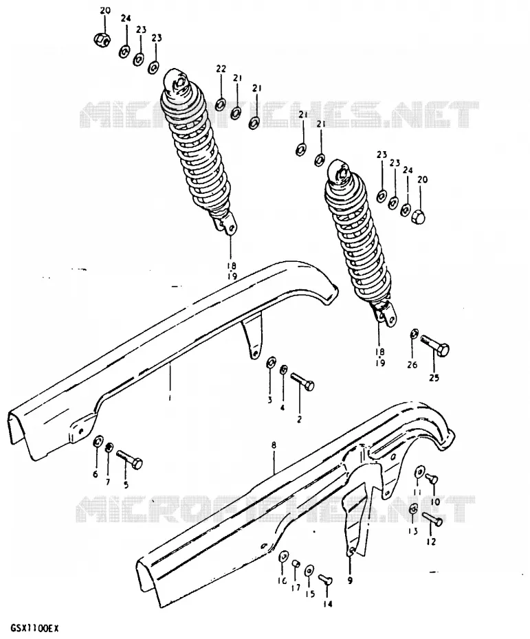 CARTER DE CHAINE - AMORTISSEUR ARRIERE Suzuki MOTO 1100 GSX-E 1981  GSX1100EX(T/X)