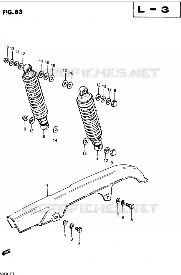 CARTER DE CHAINE - AMORTISSEUR ARRIERE Suzuki MOTO 250 GSX 1982  GSX250EZ(Z/D)