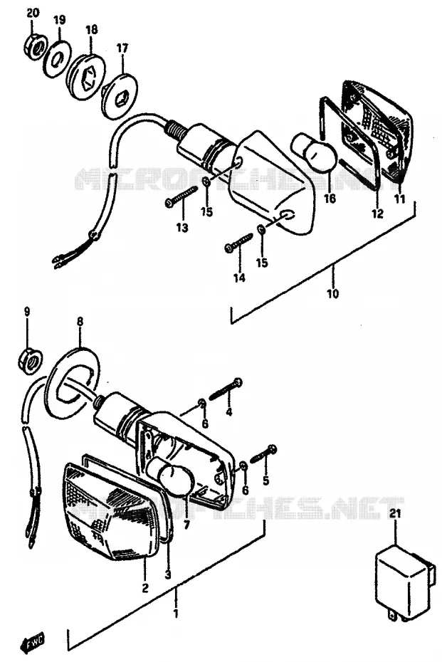CLIGNOTANTS (E1,E6,E24) Suzuki MOTO 750 GSX-R 1986  GSX-750G(F/G/H) E34