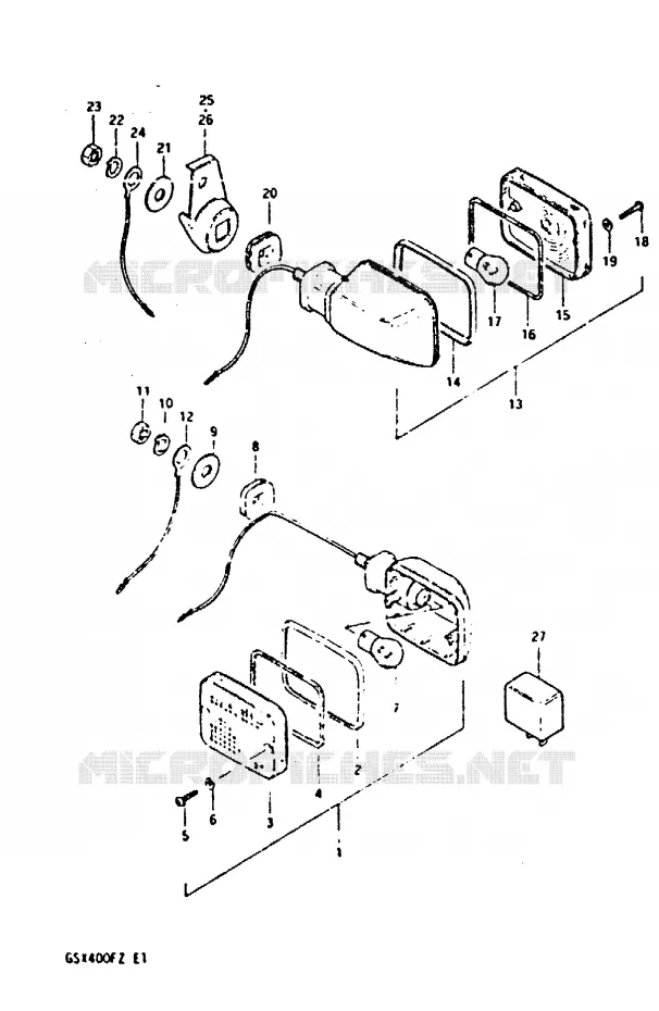 CLIGNOTANTS (E2, E4, E1<- E34) Suzuki MOTO 400 GSX 1982  GSX400FZ(X/Z)