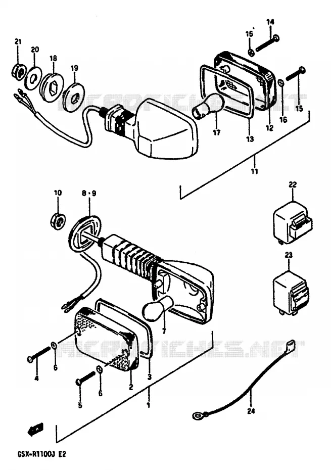 CLIGNOTANTS (E2,4,15,16,17,18,21,22,25,34,39,53) Suzuki MOTO 1100 GSX-R 1986  GSX-R1100G(G/H/J)