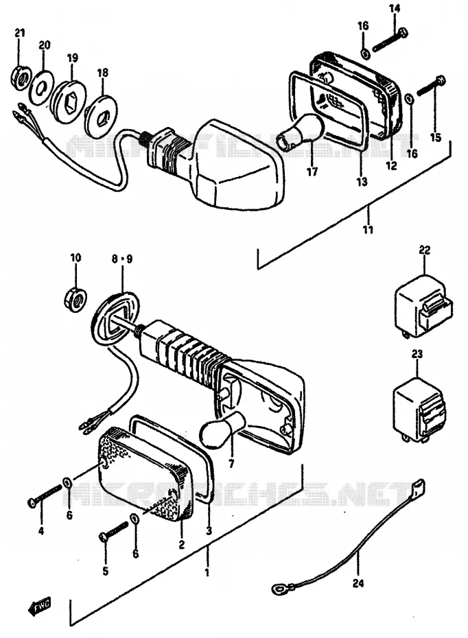 CLIGNOTANTS (E2,4,15,16,17,18,21,22,25,34,39,55) Suzuki MOTO 750 GSX-R 1986  GSX-R750XG(F/G/H)