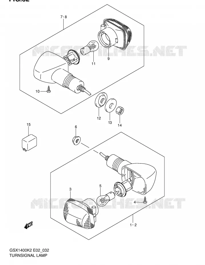 CLIGNOTANTS (E2,E19) Suzuki MOTO 1400 GSX 2003  GSX1400U1K3(E2)