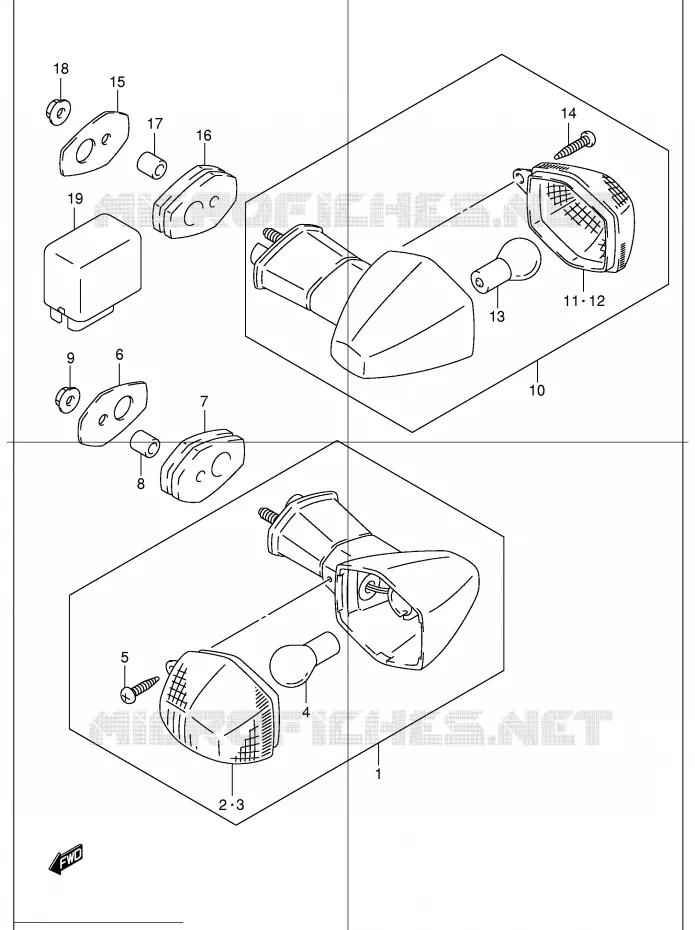 CLIGNOTANTS (GSF1200SK1/SK2/SK3/SK4/K5/ZK5) Suzuki MOTO 1200 BANDIT 2001  GSF1200K1(E2)