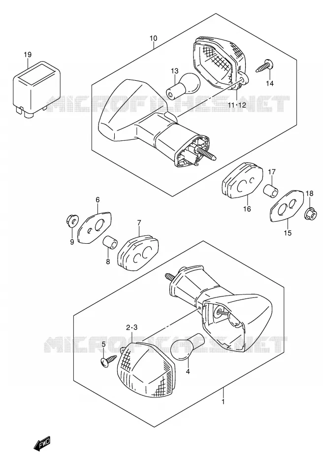 CLIGNOTANTS (MODELE K1) Suzuki MOTO 600 GSX-R 2002  GSX-R600K2(E2)