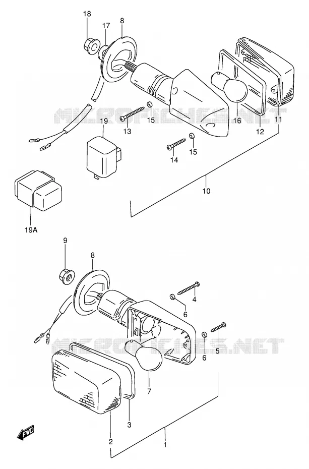 CLIGNOTANTS (MODELE N/P/R/T/V) Suzuki MOTO 250 GSX 1996  GSX250FT(E24)