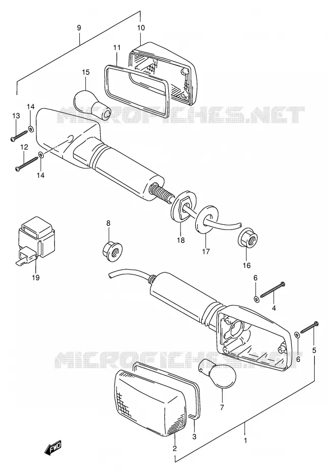 CLIGNOTANTS (MODELE T/V/W) Suzuki MOTO 1100 GSX-R 1996  GSX-R1100WT(E2)