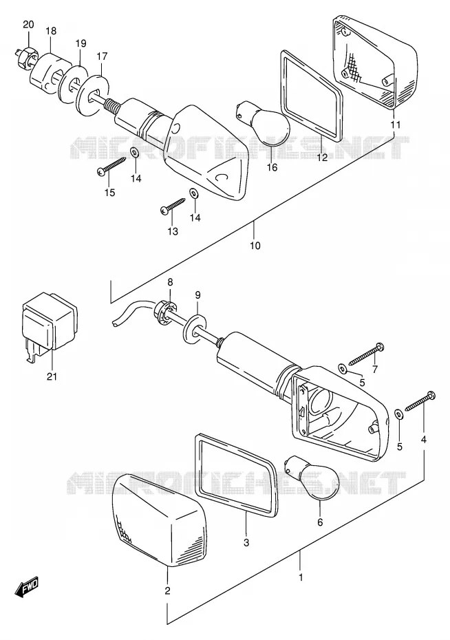 CLIGNOTANTS (MODELE T/V/W/X E17) Suzuki MOTO 600 BANDIT 1995  GSF600US(E2)