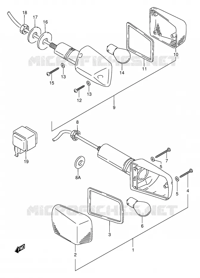 CLIGNOTANTS (MODELE T/V/W/X) Suzuki MOTO 600 BANDIT 1996  GSF600UT(E2)