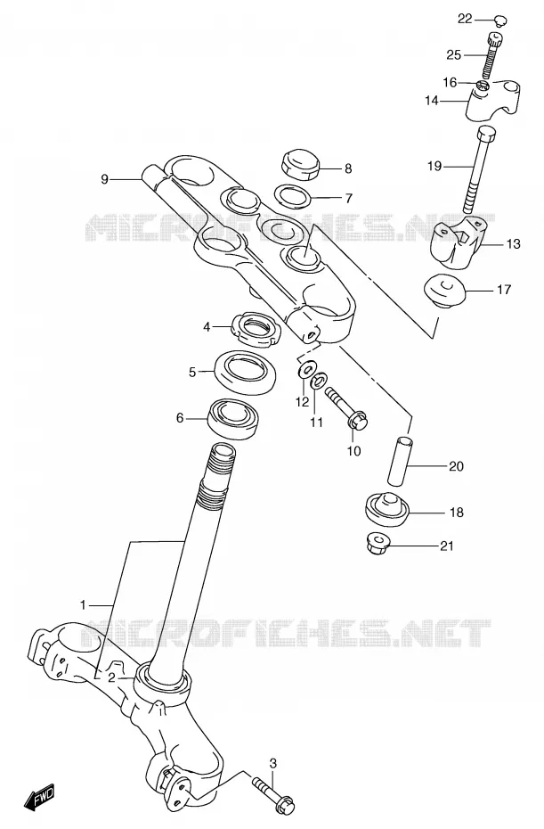 COLONNE DE DIRECTION (GSF1200SAV/SAW/SAX/SAY) Suzuki MOTO 1200 BANDIT 2000  GSF1200SY(E2)
