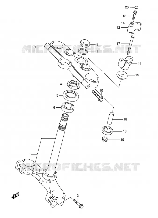 COLONNE DE DIRECTION (GSF1200ST/SV/SW/SX/SY) Suzuki MOTO 1200 BANDIT 1997  GSF1200SAV(E28)