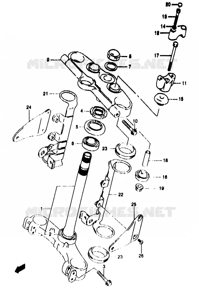 COLONNE DE DIRECTION (GSF1200T/V/W/X/Y/ST/SV/SW/SX/SY) Suzuki MOTO 1200 BANDIT 1999  GSF1200SX(T/V/W/X/Y)