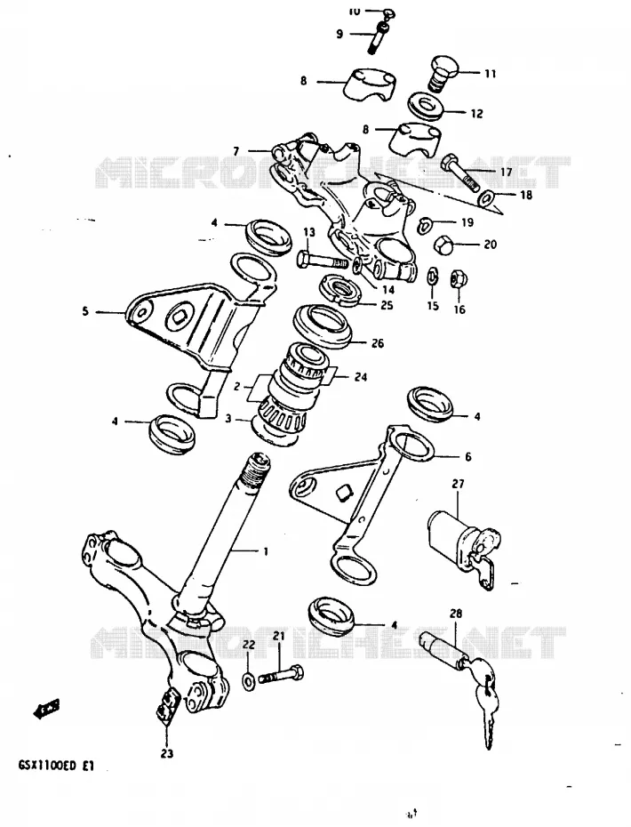 COLONNE DE DIRECTION (GSX1100ED/EXD) Suzuki MOTO 1100 GSX-E 1983  GSX1100ED(Z/D)