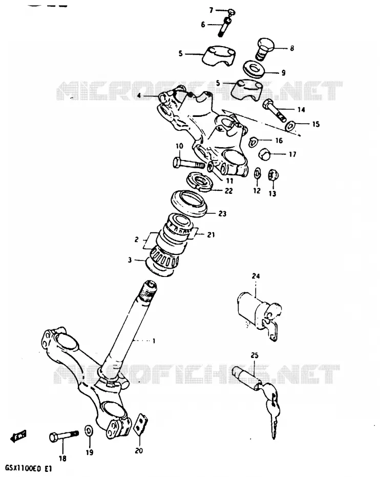 COLONNE DE DIRECTION (GSX1100ESD) Suzuki MOTO 1100 GSX 1983  GSX1100XD(Z/D)