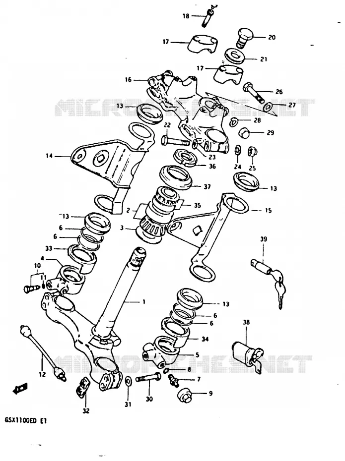 COLONNE DE DIRECTION (GSX1100EZ) Suzuki MOTO 1100 GSX-E 1983  GSX1100ESD(Z/D)