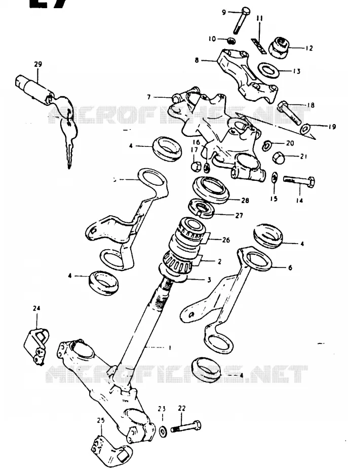 COLONNE DE DIRECTION (GSX1100T, GSX1100X) Suzuki MOTO 1100 GSX-E 1981  GSX1100EX(T/X)