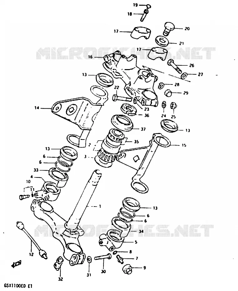 COLONNE DE DIRECTION (GSX1100Z/D/XD) Suzuki MOTO 1100 GSX-E 1982  GSX1100EZ(Z/D)