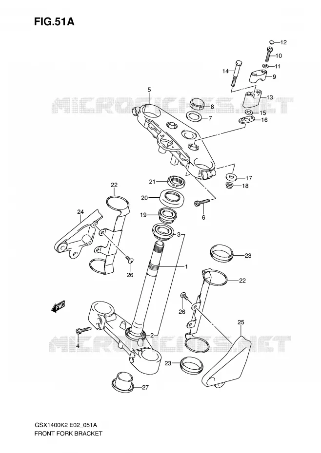 COLONNE DE DIRECTION (MODELE K5) Suzuki MOTO 1400 GSX 2003  GSX1400K3(E2)