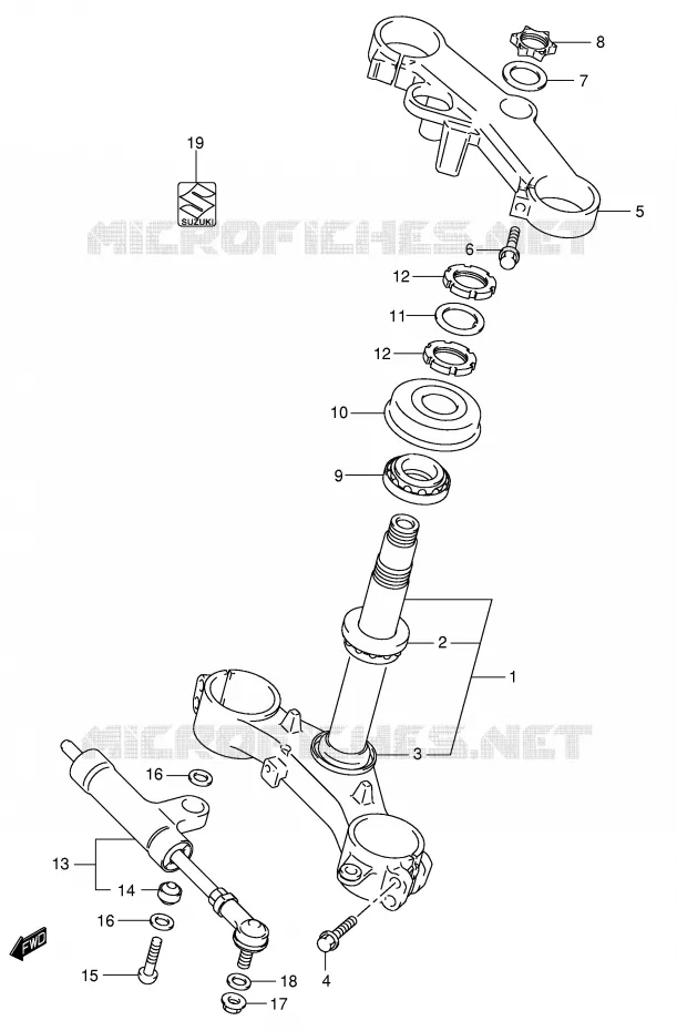 COLONNE DE DIRECTION Suzuki MOTO 600 GSX-R 2002  GSX-R600U2K2(E2)