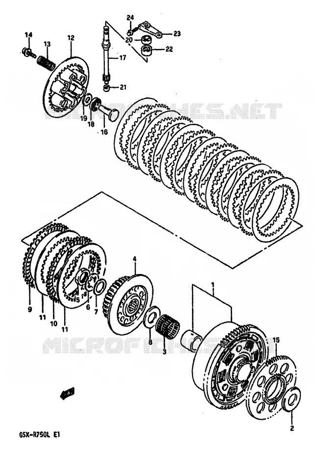EMBRAYAGE (MODELE L) Suzuki MOTO 750 GSX-R 1988  GSX-R750J(J/K/L)