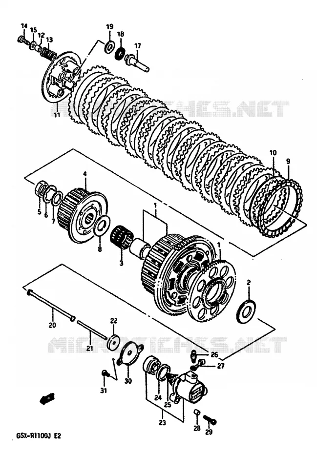 EMBRAYAGE Suzuki MOTO 1100 GSX-R 1987  GSX-R1100H(G/H/J)