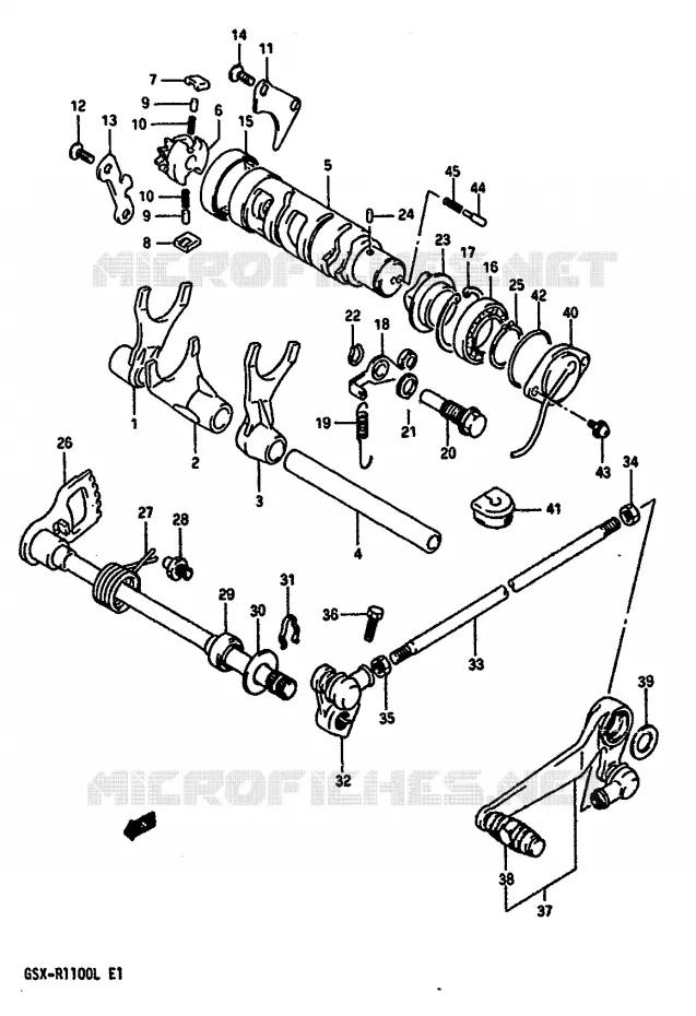 ENSEMBLE DE SELECTION DE VITESSES Suzuki MOTO 1100 GSX-R 1989  GSX-R1100K(K/L)