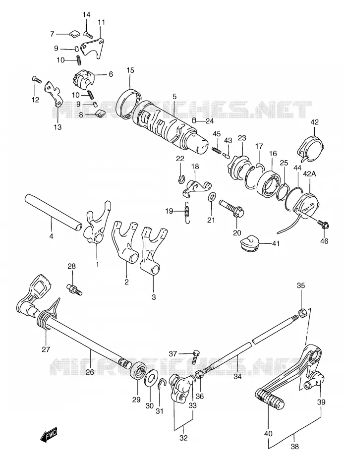 ENSEMBLE DE SELECTION DE VITESSES Suzuki MOTO 1200 BANDIT 2000  GSF1200SAY(E2)