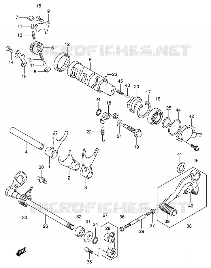 ENSEMBLE DE SELECTION DE VITESSES Suzuki MOTO 650 BANDIT 2005  GSF650SUK5(E2)