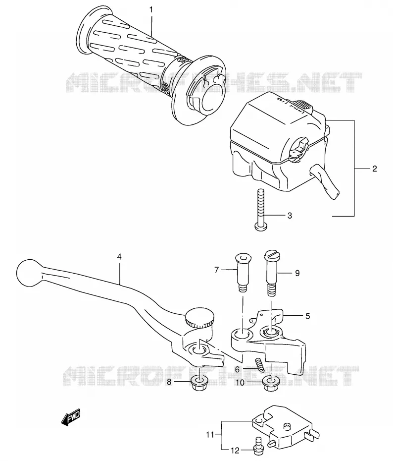 ENSEMBLE LEVIER - COMMODO DROIT Suzuki MOTO 400 GSX-R 1993  GSX-R400RP(E30)
