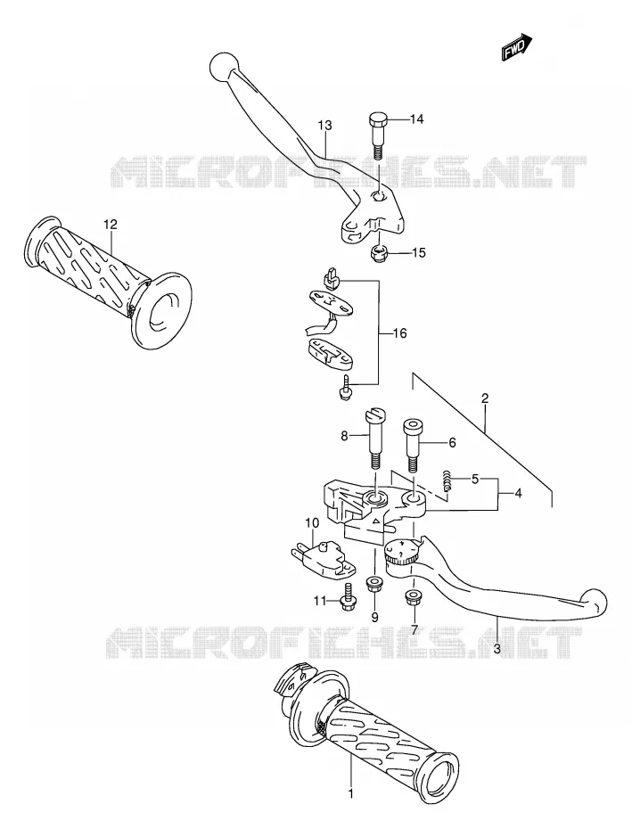 ENSEMBLE LEVIERS - POIGNEES Suzuki MOTO 1100 GSX-R 1996  GSX-R1100WSKT(E28)