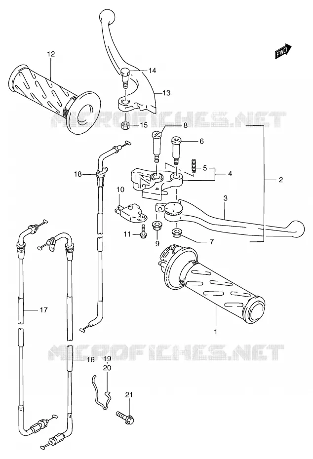 ENSEMBLE LEVIERS - POIGNEES Suzuki MOTO 1200 BANDIT 2000  GSF1200SY(E2)