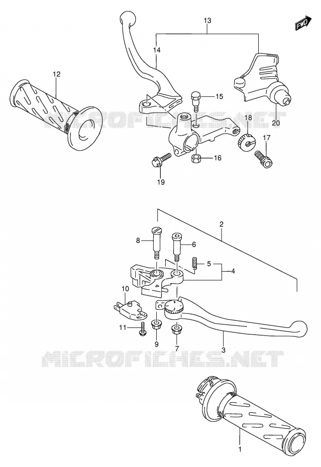 ENSEMBLE LEVIERS - POIGNEES Suzuki MOTO 600 BANDIT 1999  GSF600UX(E2)