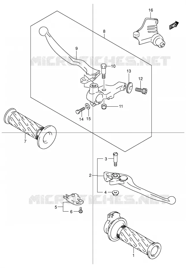 ENSEMBLE LEVIERS - POIGNEES Suzuki MOTO 600 BANDIT 2003  GSF600SK3(E2)